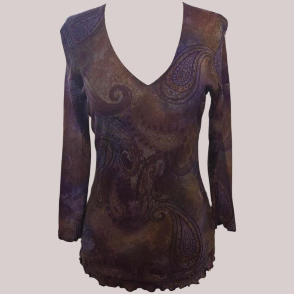 Y2k purple paisley mesh